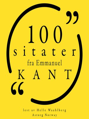 cover image of 100 sitater fra Immanuel Kant